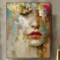 Original Woman Painting contemporary home decor office decoration face gold